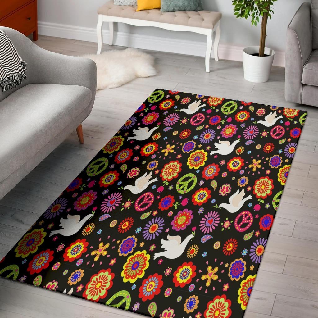 Peace Sign Hippie Floor Mat-grizzshop