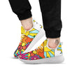 Peace Sign Hippie Flower Print White Athletic Shoes-grizzshop