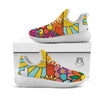 Peace Sign Hippie Flower Print White Athletic Shoes-grizzshop