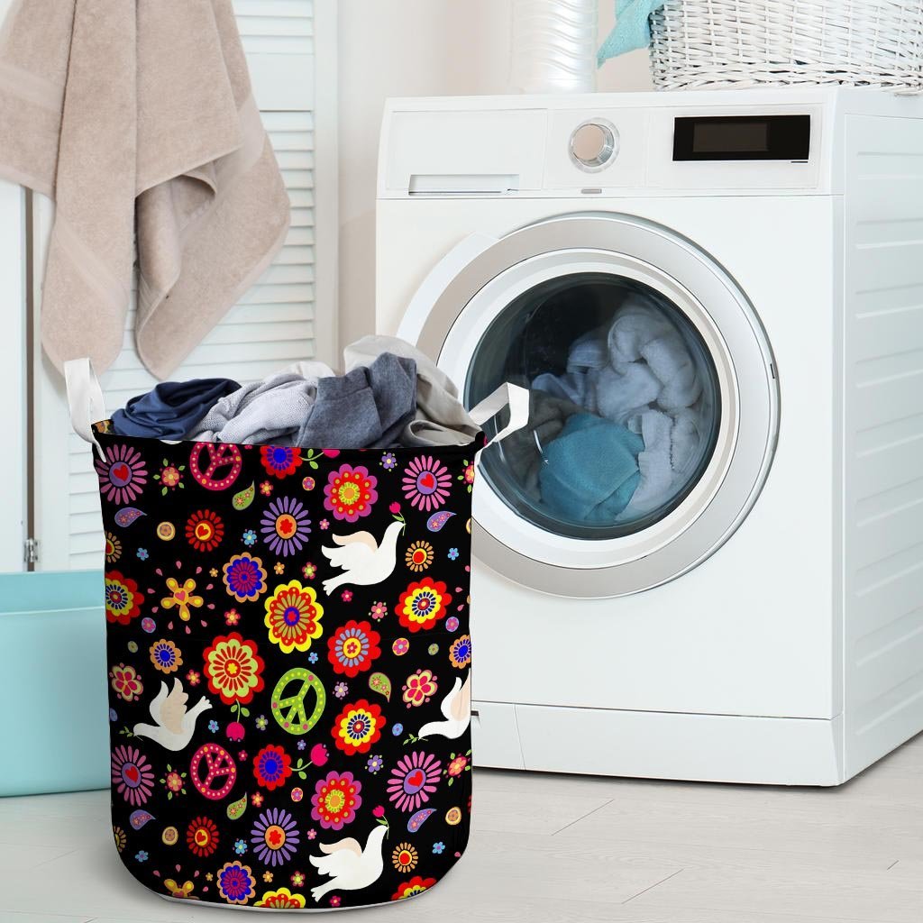 Peace Sign Hippie Laundry Basket-grizzshop