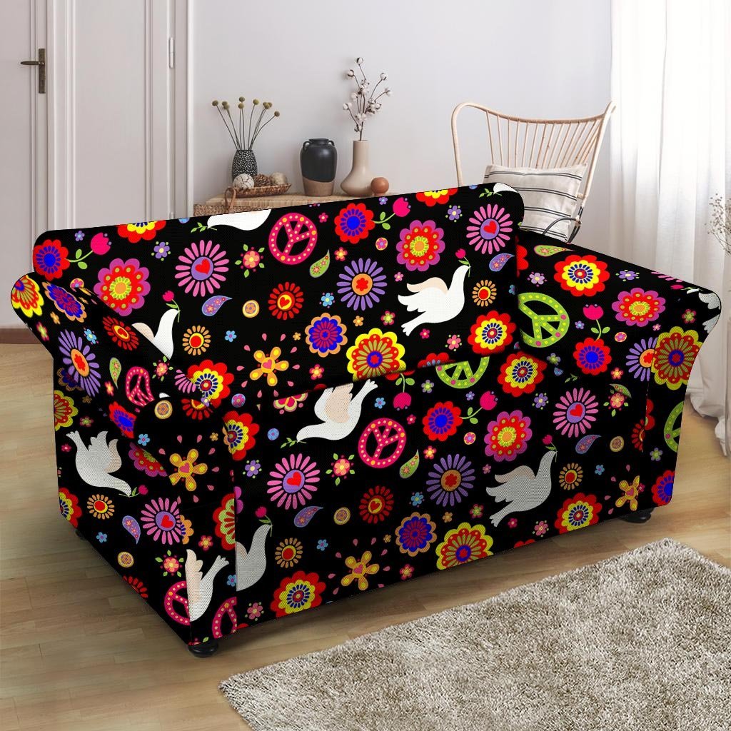 Peace Sign Hippie Loveseat Cover-grizzshop