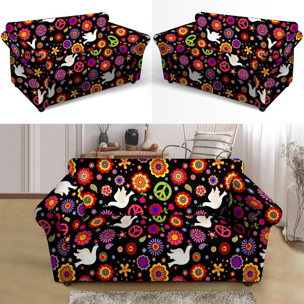 Peace Sign Hippie Loveseat Cover-grizzshop