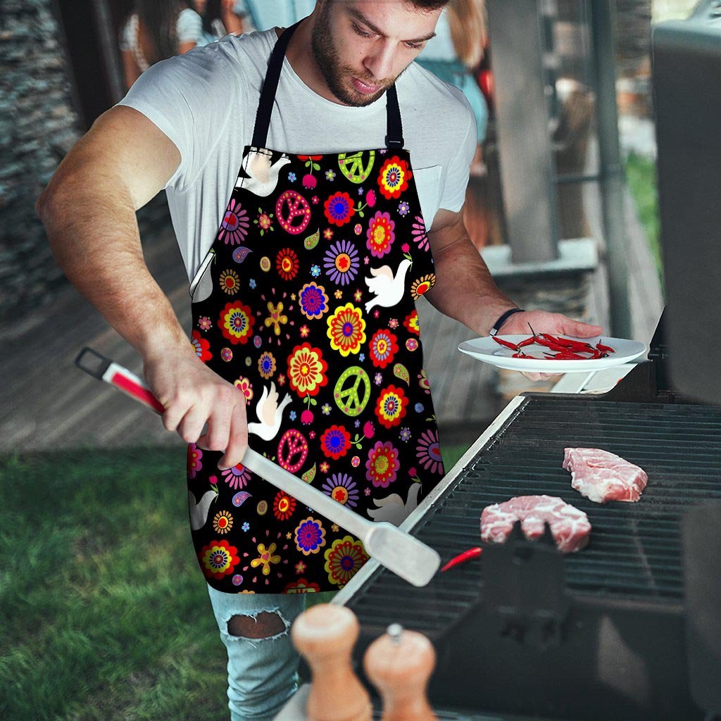 Peace Sign Hippie Men's Apron-grizzshop