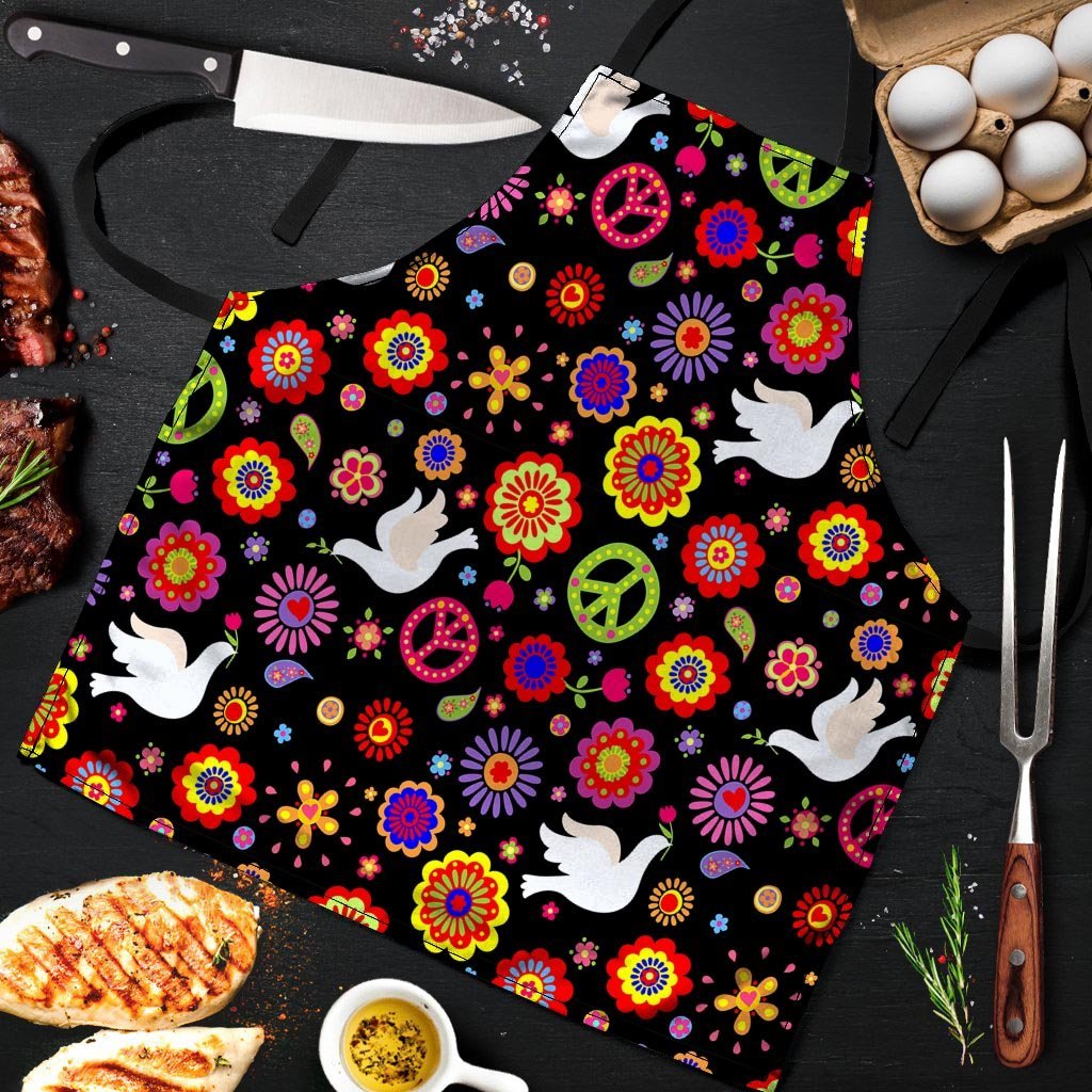 Peace Sign Hippie Men's Apron-grizzshop