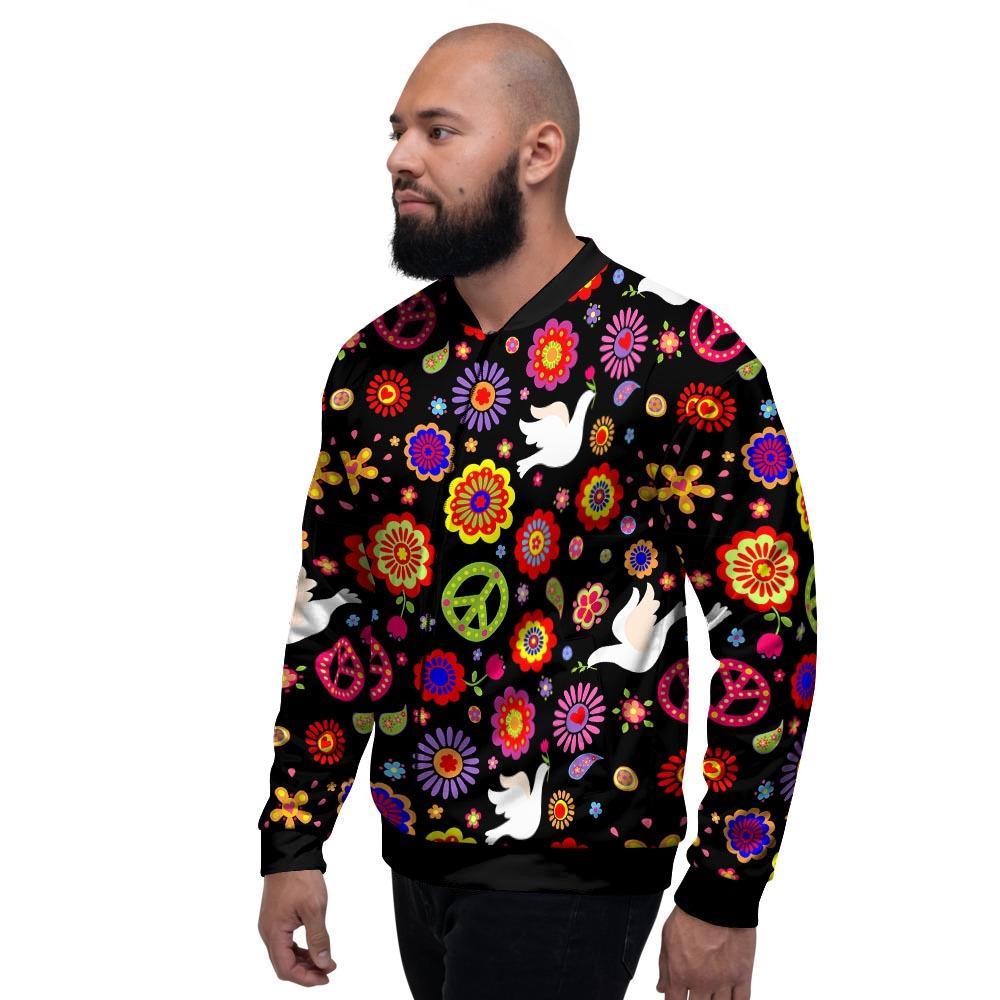 Peace Sign Hippie Men's Bomber Jacket-grizzshop