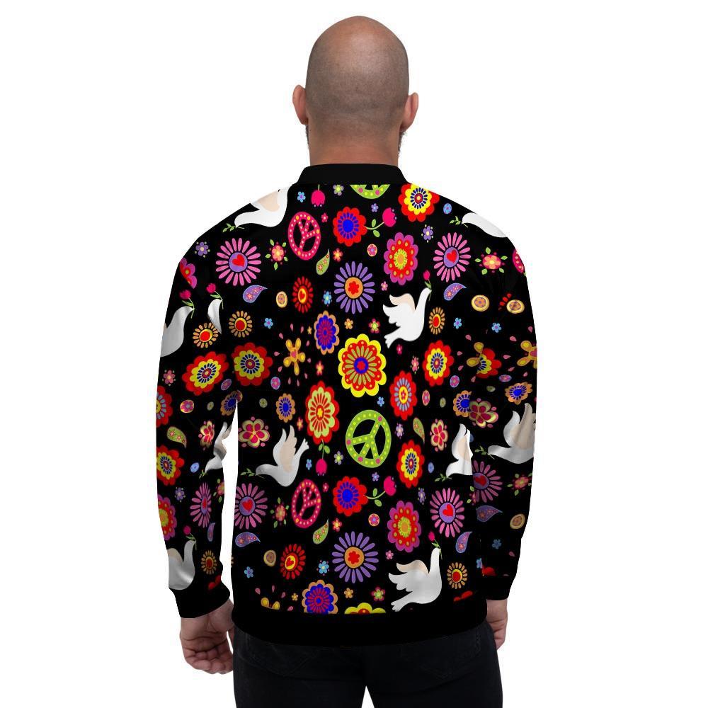 Peace Sign Hippie Men's Bomber Jacket-grizzshop