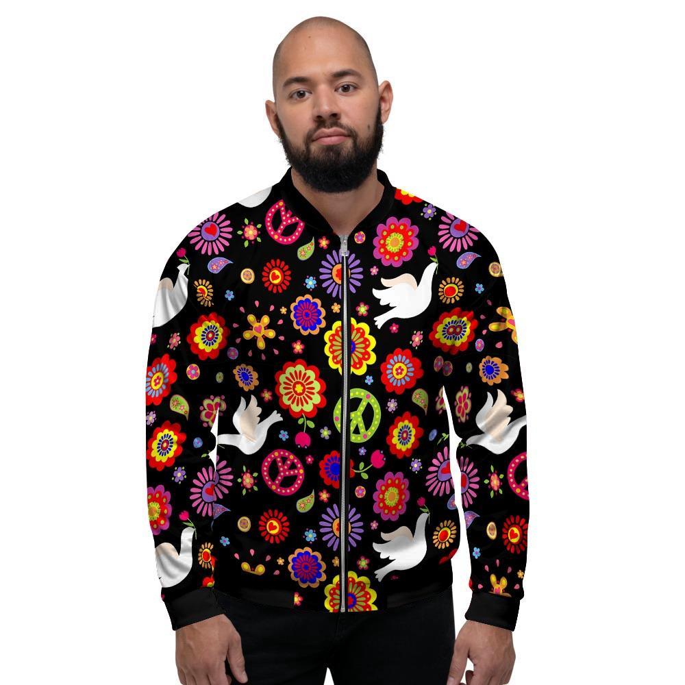 Peace Sign Hippie Men's Bomber Jacket-grizzshop