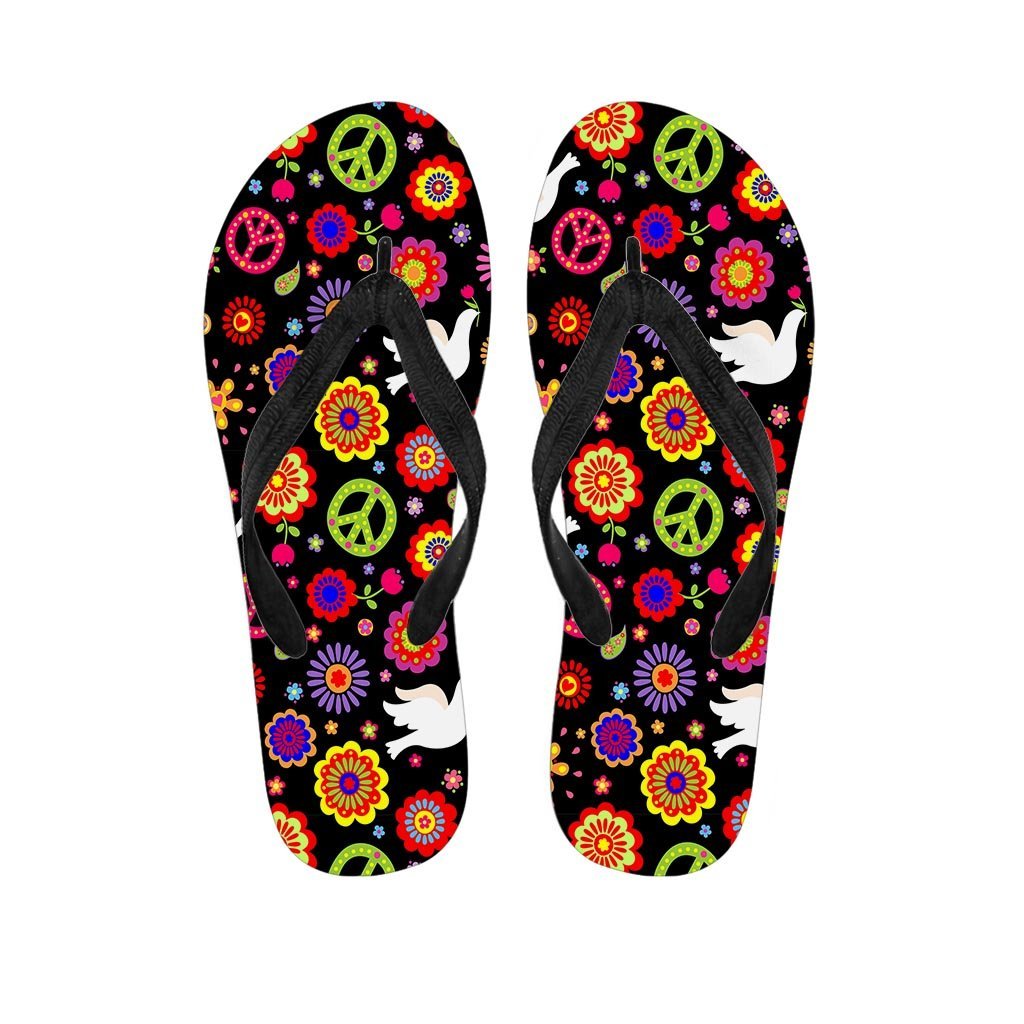 Peace Sign Hippie Men's Flip Flops-grizzshop