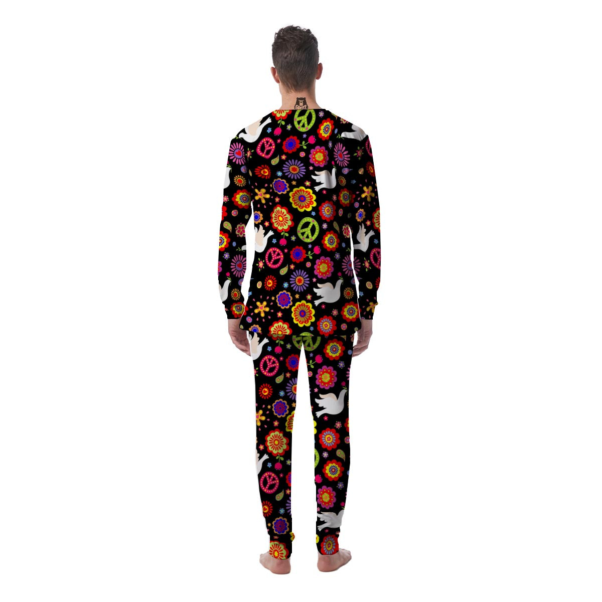 Peace Sign Hippie Men's Pajamas-grizzshop