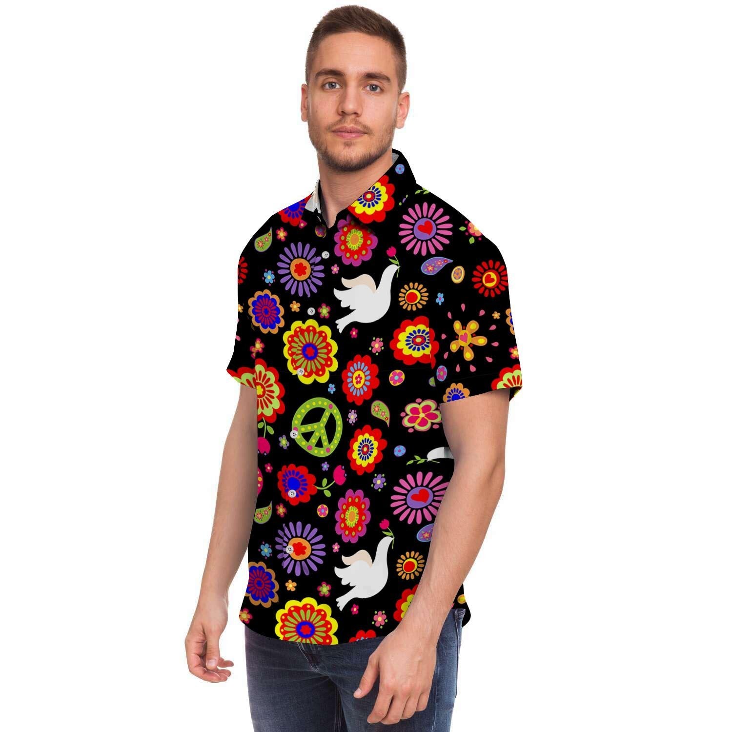 Peace Sign Hippie Men's Short Sleeve Shirt-grizzshop
