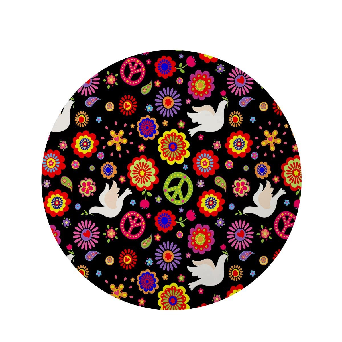 Peace Sign Hippie Round Rug-grizzshop