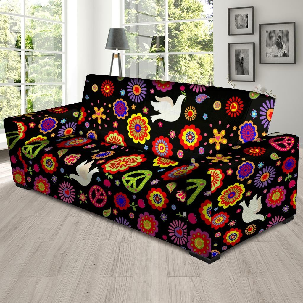 Peace Sign Hippie Sofa Cover-grizzshop