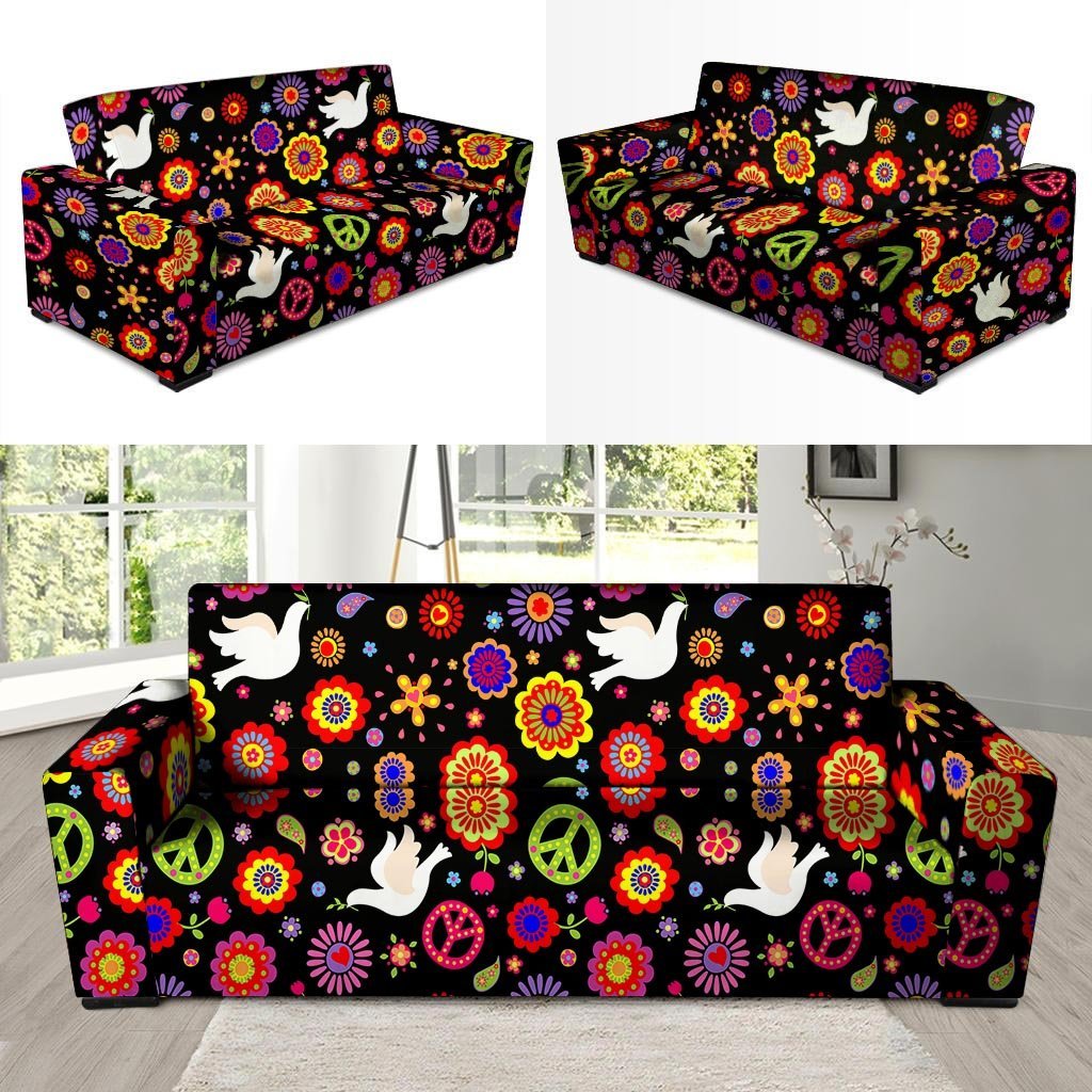 Peace Sign Hippie Sofa Cover-grizzshop