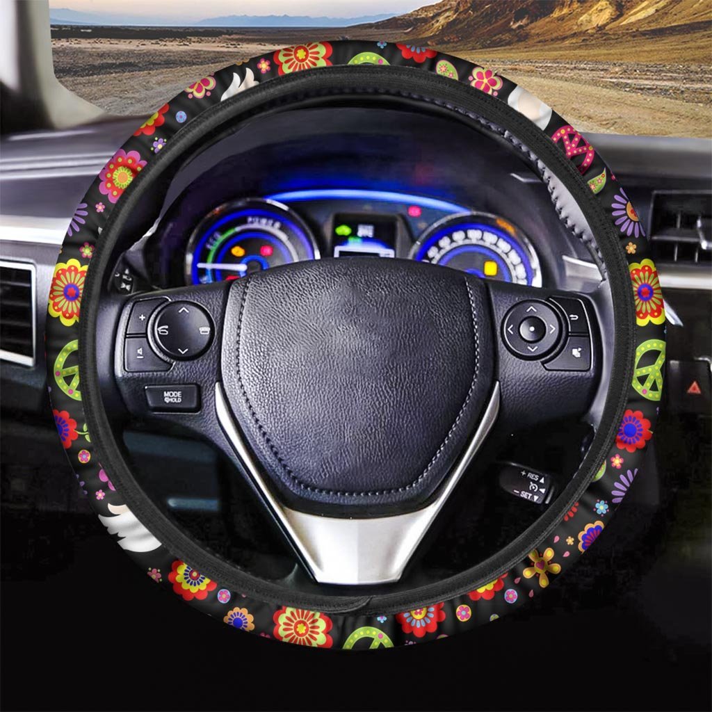 Peace Sign Hippie Steering Wheel Cover-grizzshop