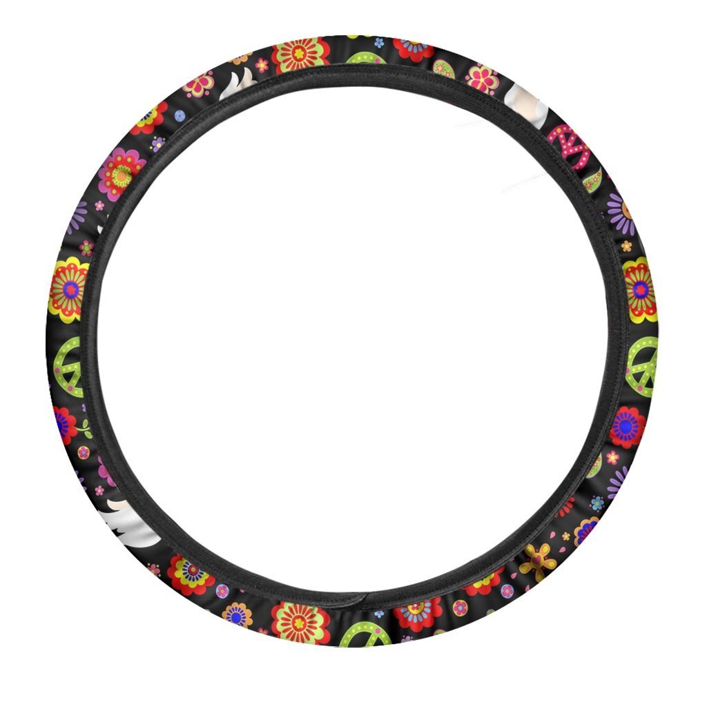 Peace Sign Hippie Steering Wheel Cover-grizzshop