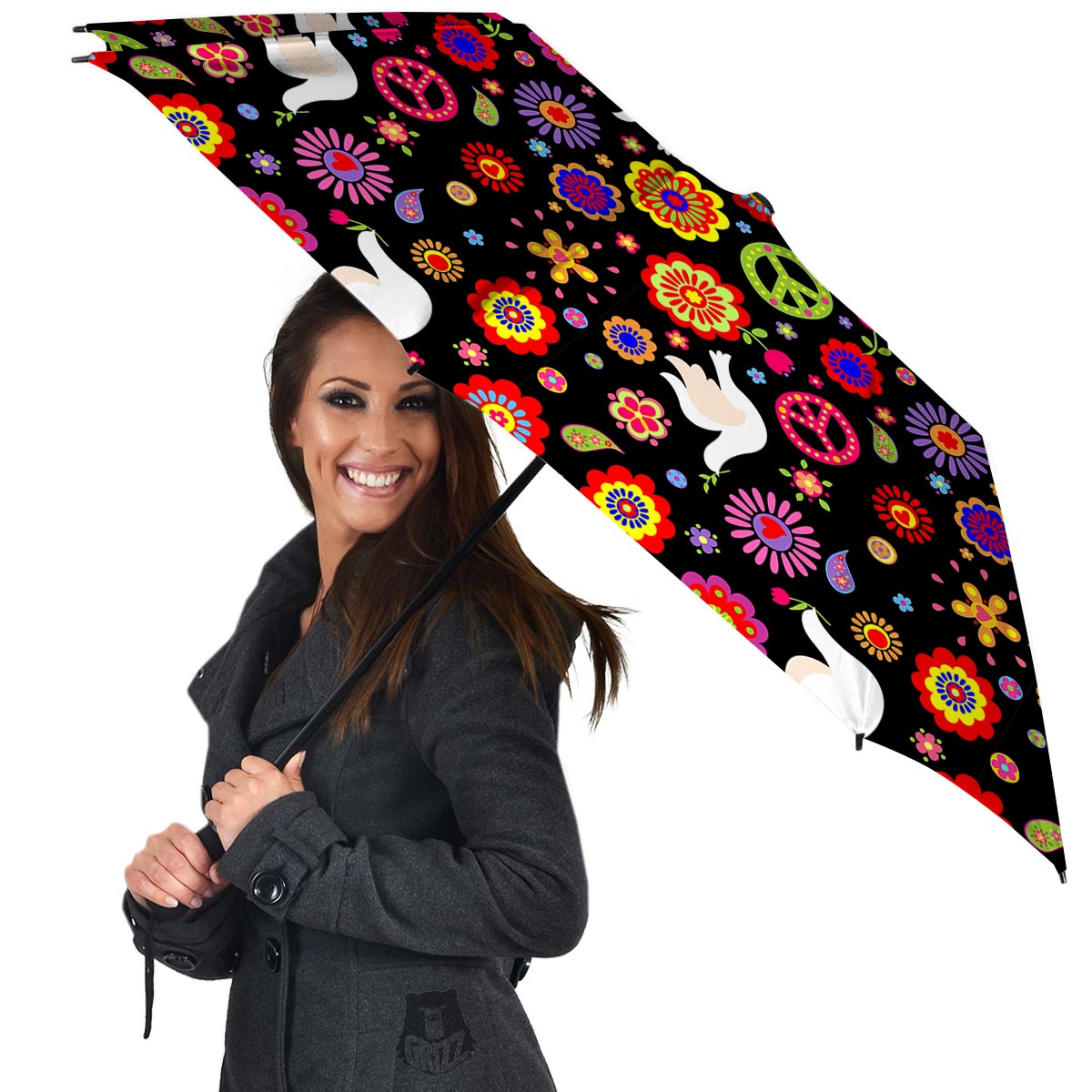 Peace Sign Hippie Umbrella-grizzshop