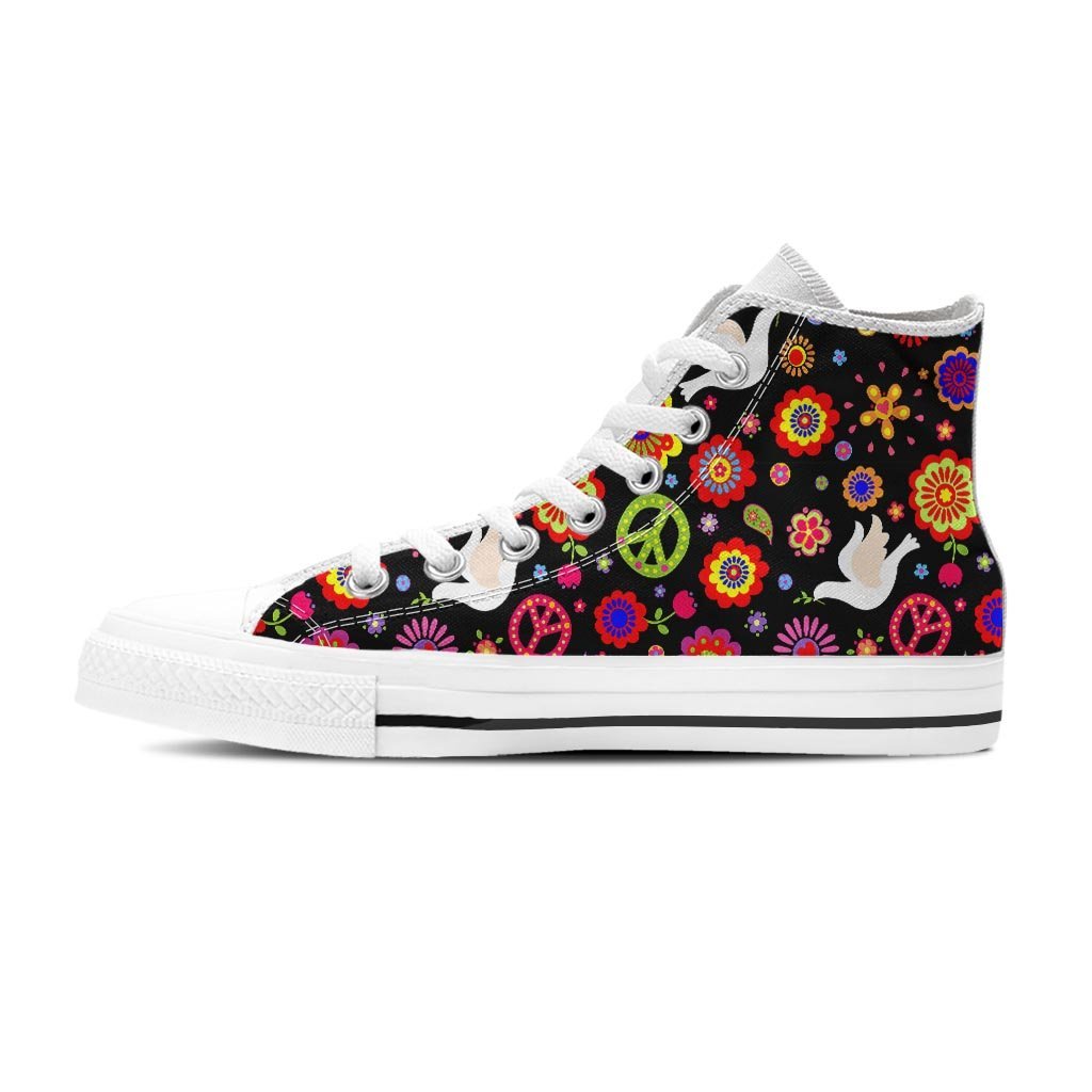 Peace Sign Hippie Women's High Top Shoes-grizzshop