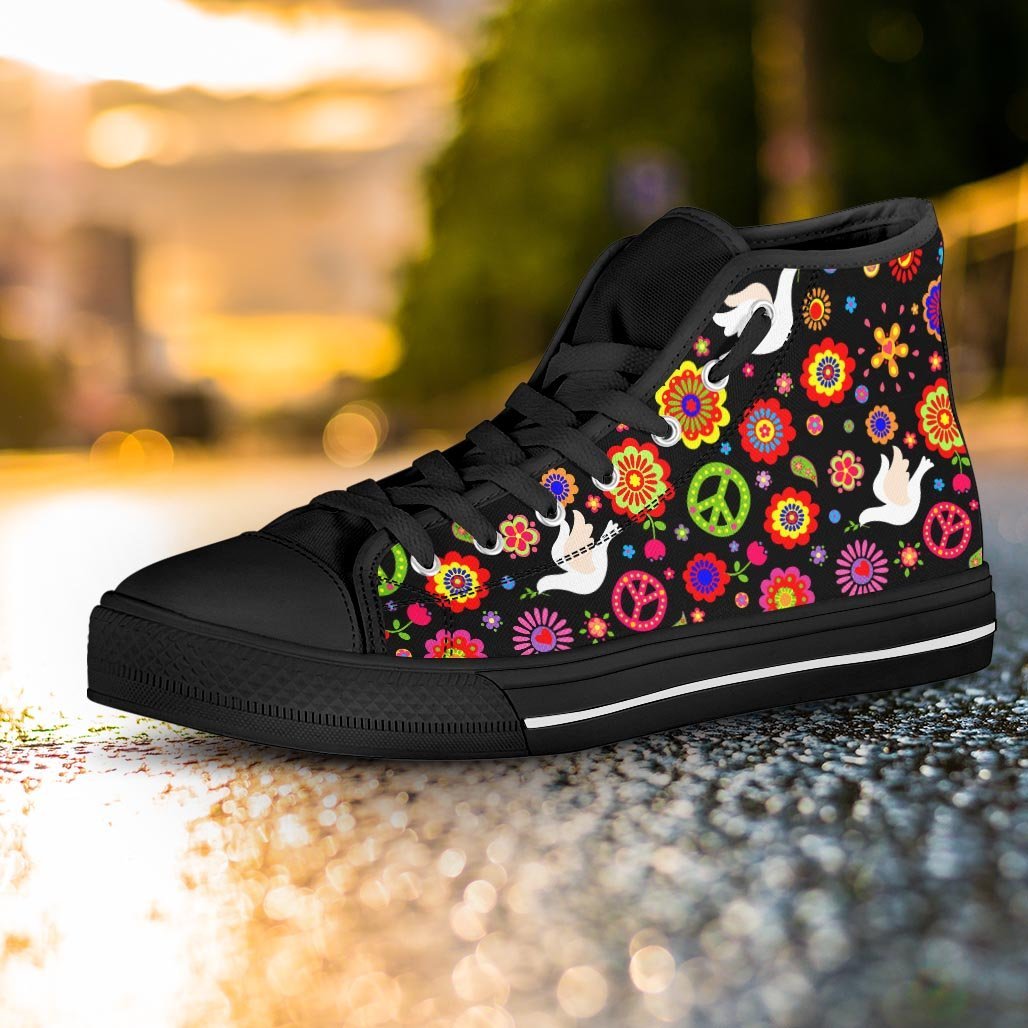 Peace Sign Hippie Women's High Top Shoes-grizzshop