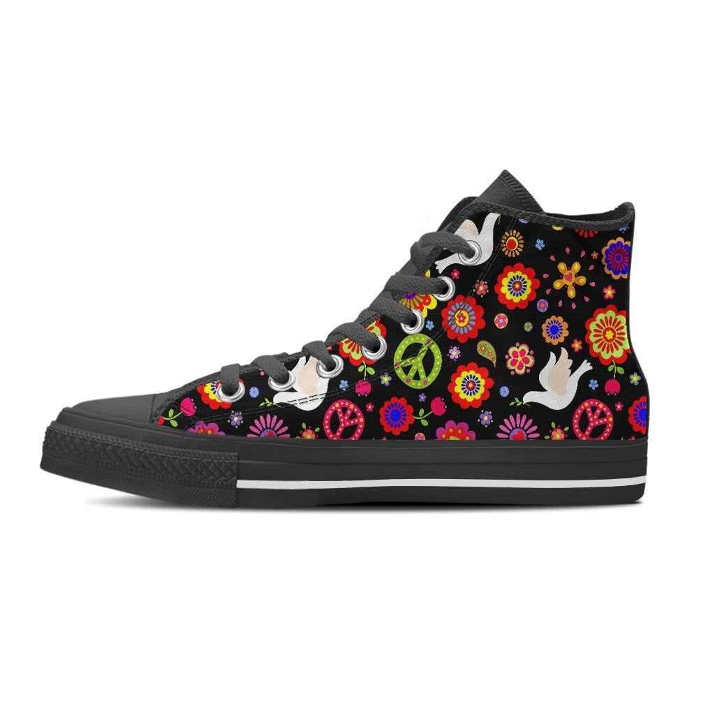 Peace Sign Hippie Women's High Top Shoes-grizzshop