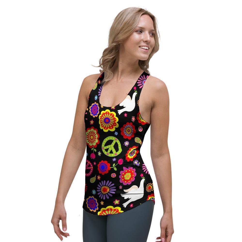 Peace Sign Hippie Women's Racerback Tank Top-grizzshop