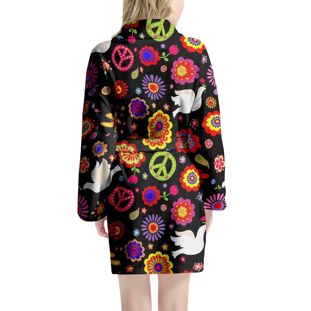 Peace Sign Hippie Women's Robe-grizzshop