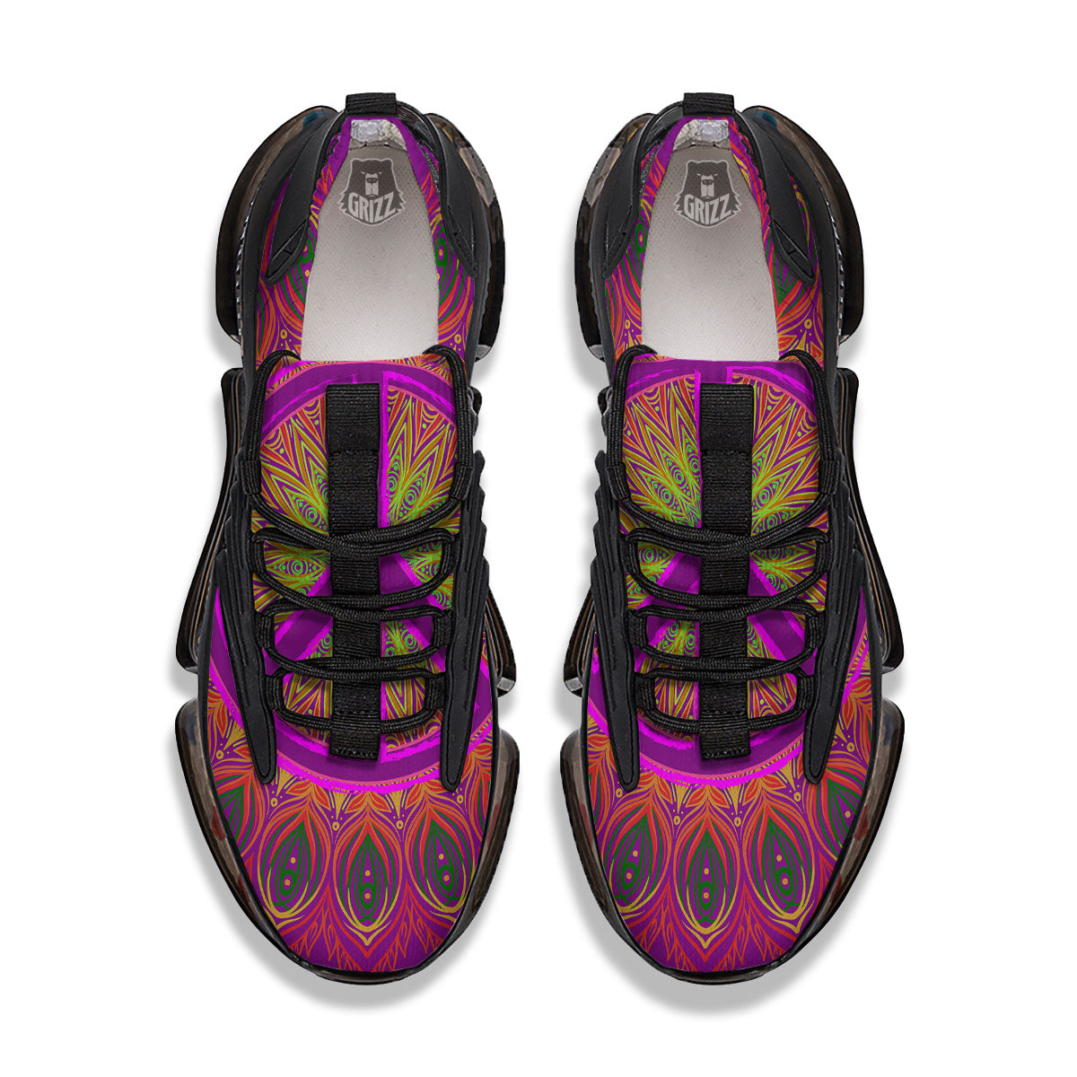 Peace Sign Psychedelic Hippie Print Black Gym Shoes-grizzshop