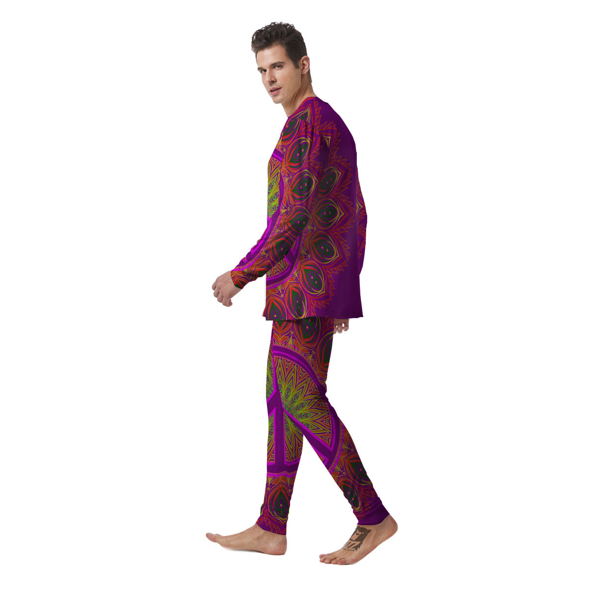 Peace Sign Psychedelic Hippie Print Men's Pajamas-grizzshop