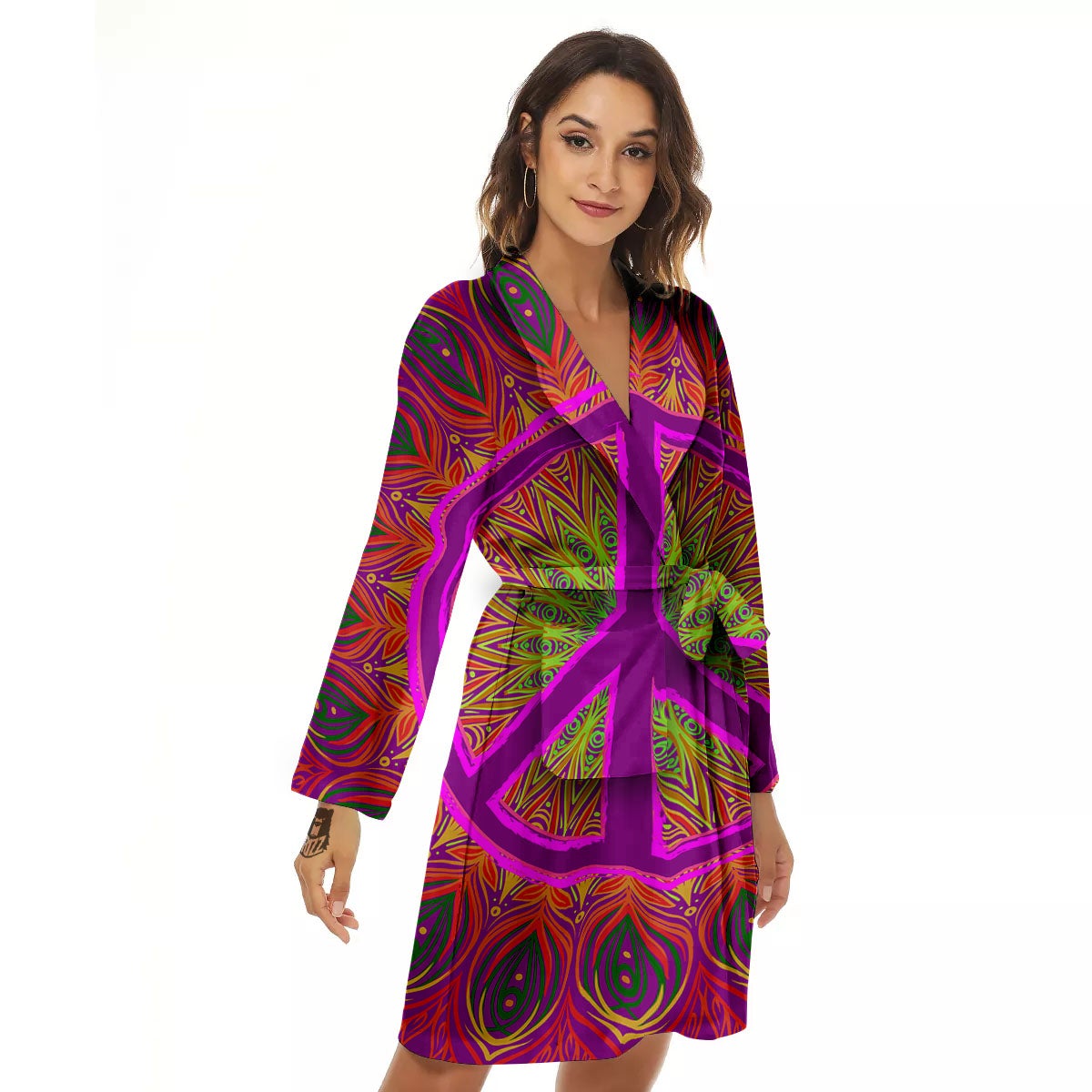 Peace Sign Psychedelic Hippie Print Women's Robe-grizzshop