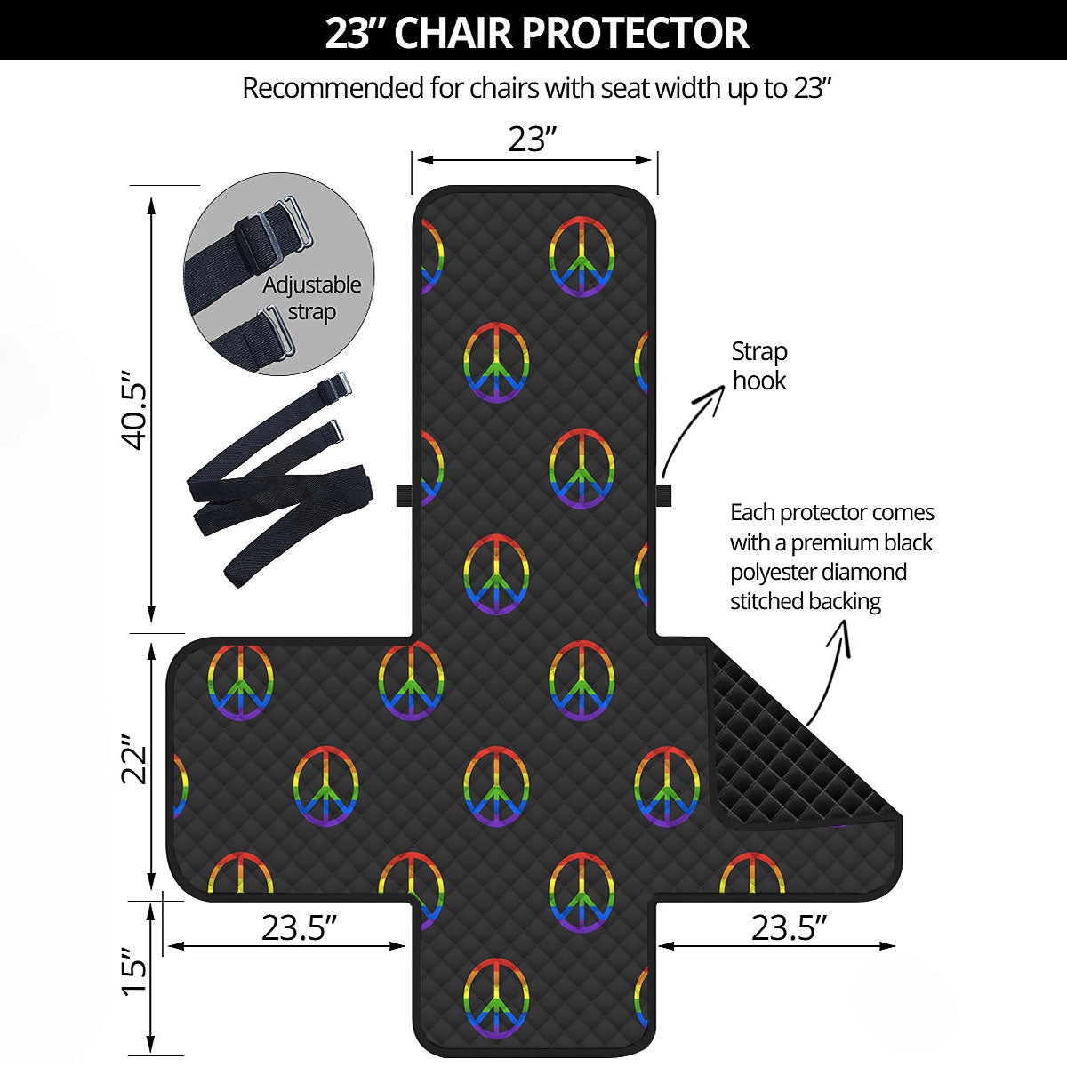 Peace Sign Rainbow LGBT Print Pattern Armchair Protector-grizzshop