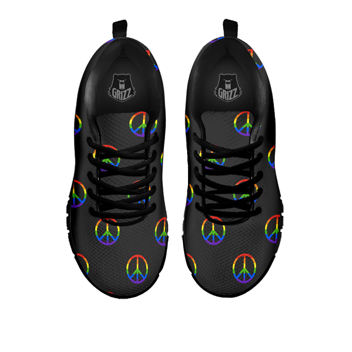 Peace Sign Rainbow LGBT Print Pattern Black Sneaker-grizzshop