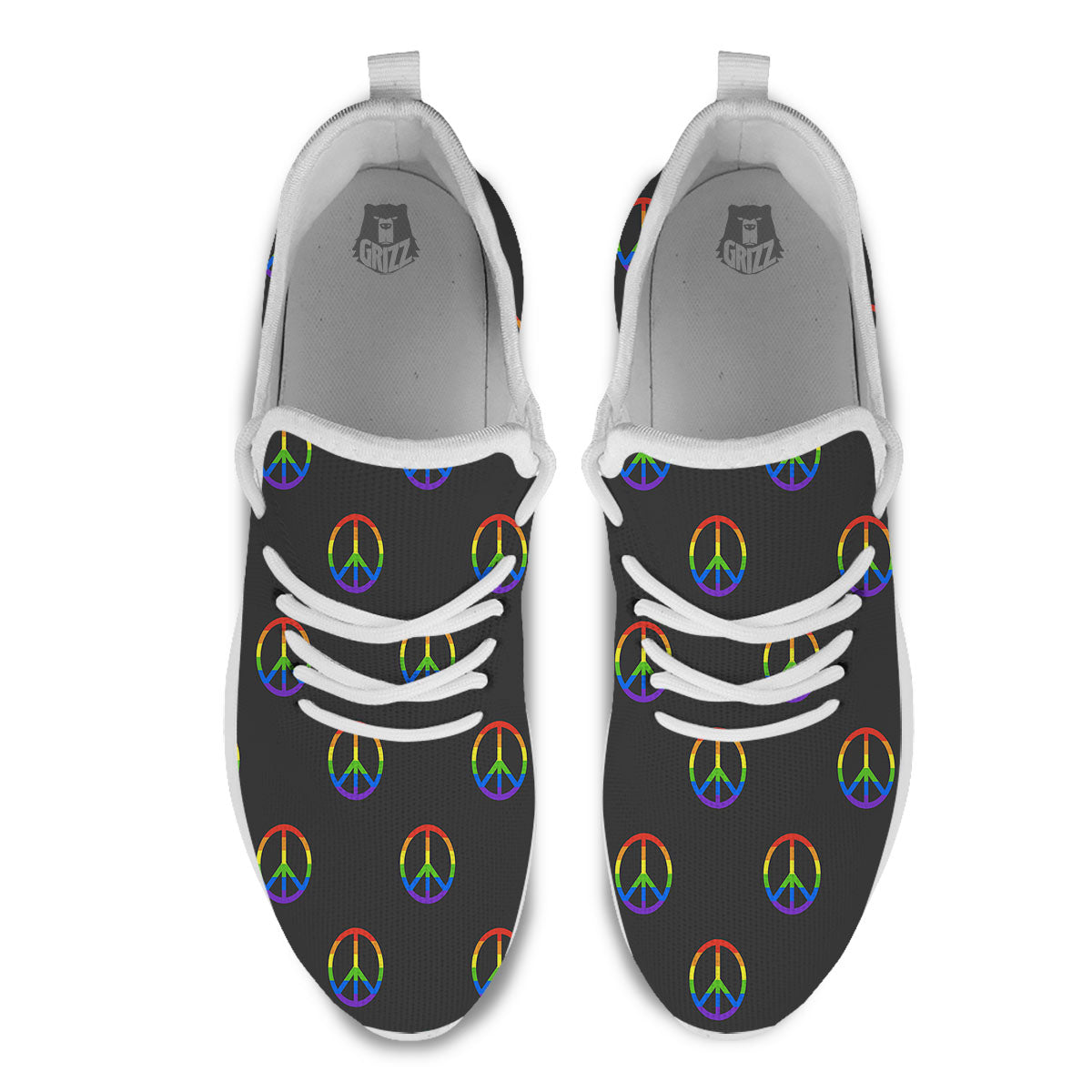 Peace Sign Rainbow LGBT Print Pattern White Athletic Shoes-grizzshop