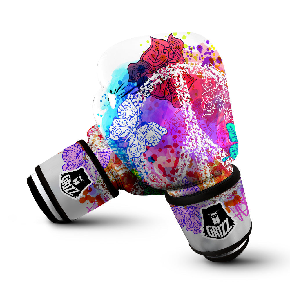 Peace Signs Colorful Hippie Print Boxing Gloves-grizzshop