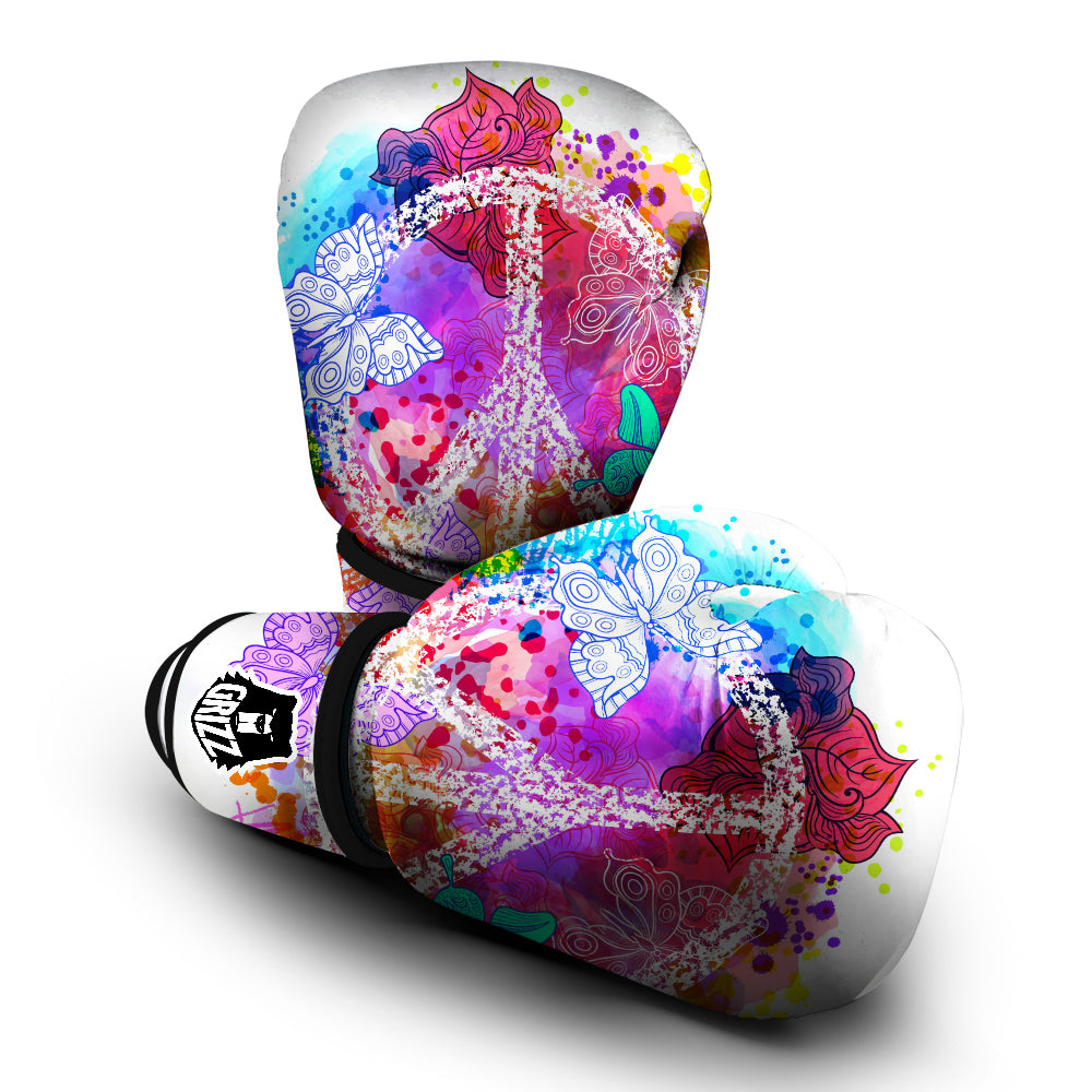 Peace Signs Colorful Hippie Print Boxing Gloves-grizzshop