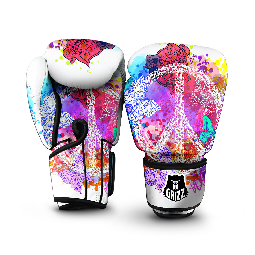 Peace Signs Colorful Hippie Print Boxing Gloves-grizzshop
