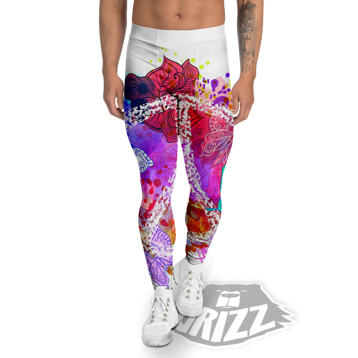 Peace Signs Colorful Hippie Print Men's Leggings-grizzshop