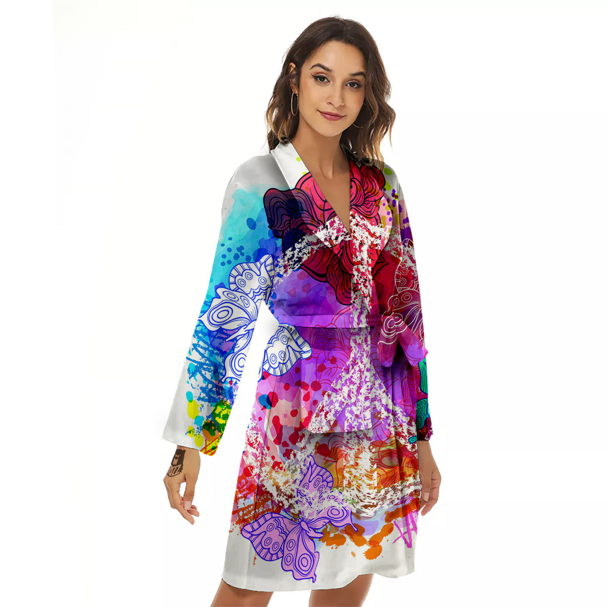 Peace Signs Colorful Hippie Print Women's Robe-grizzshop