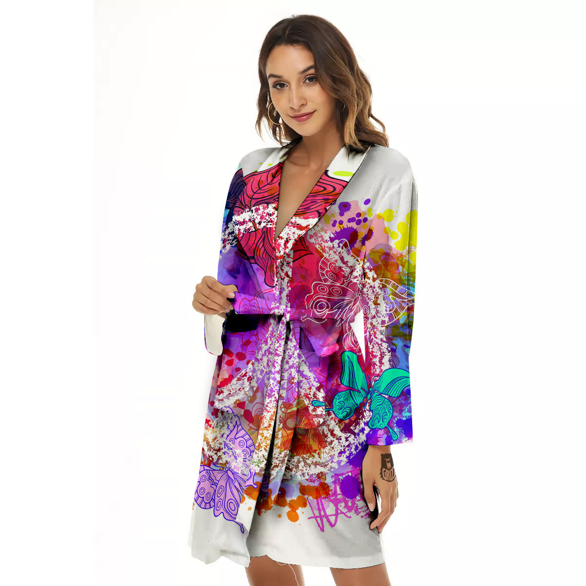 Peace Signs Colorful Hippie Print Women's Robe-grizzshop