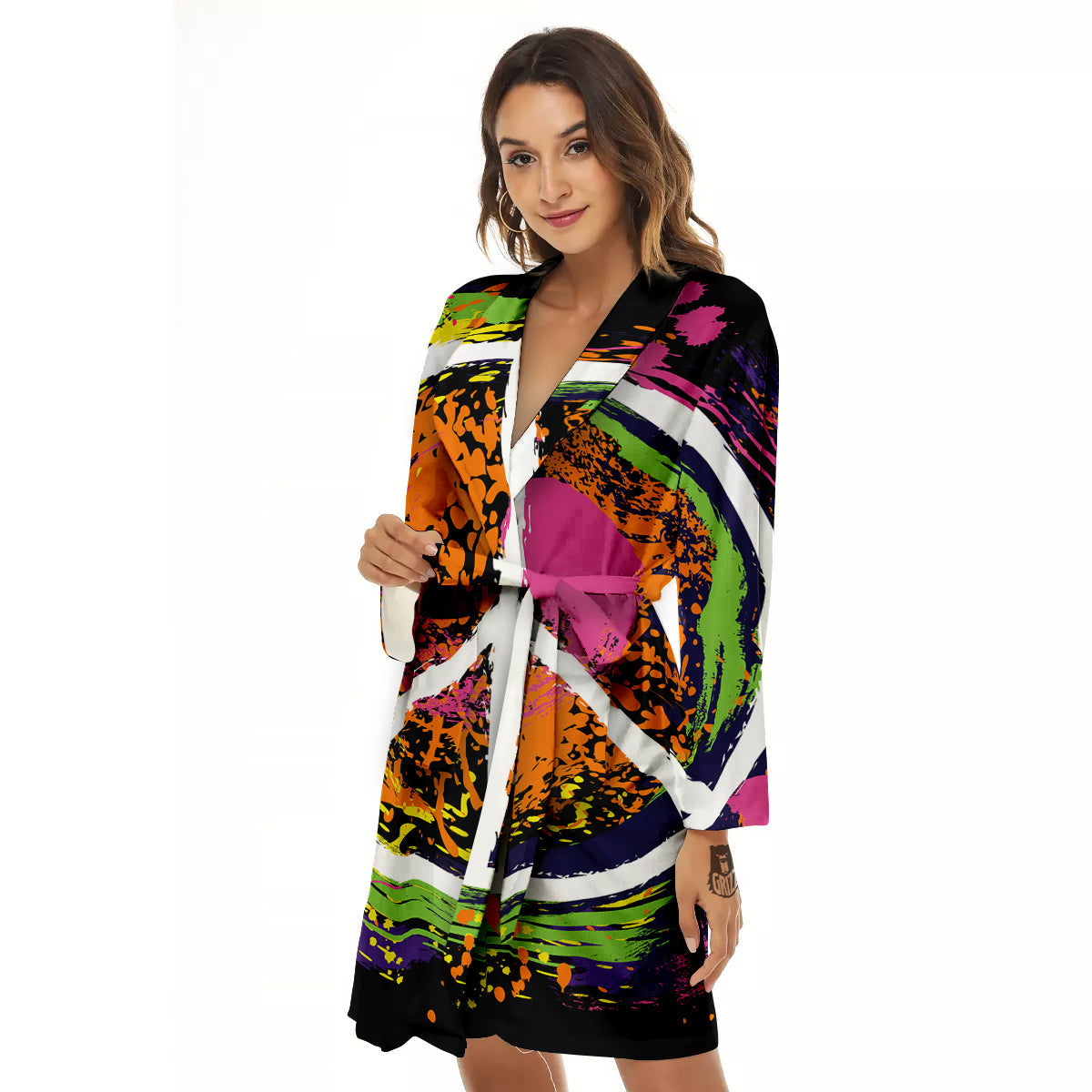Peace Symbols Colorful Hippie Print Women's Robe-grizzshop