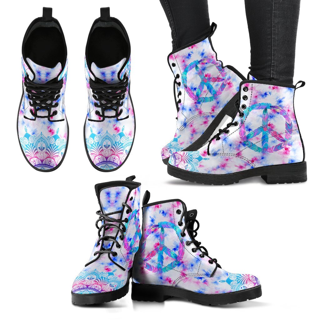 Peace TieDye Women's Leather Boots-grizzshop