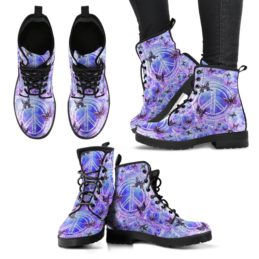 Peace and Butterflies Handcrafted Boots-grizzshop