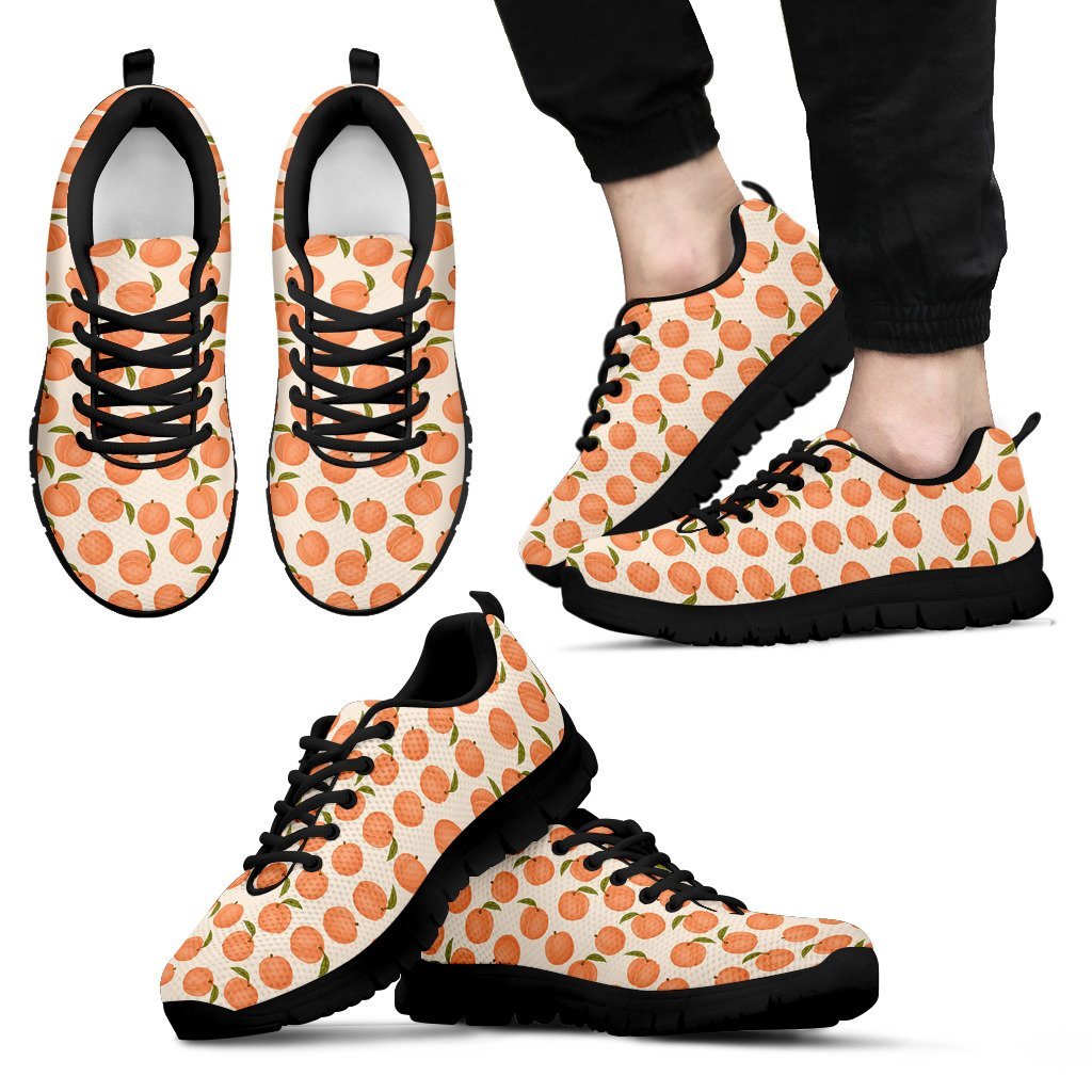 Peach Pattern Print Black Sneaker Shoes For Men Women-grizzshop