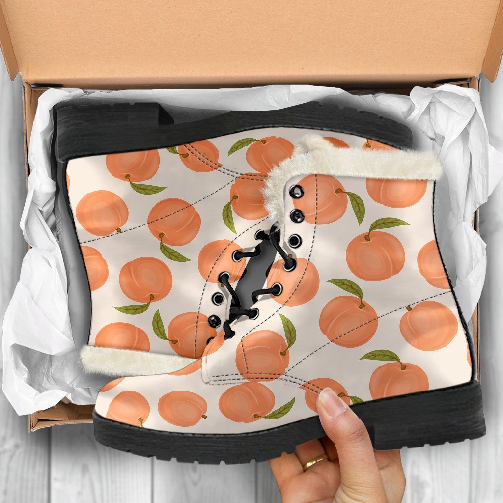 Peach Pattern Print Comfy Winter Boots-grizzshop