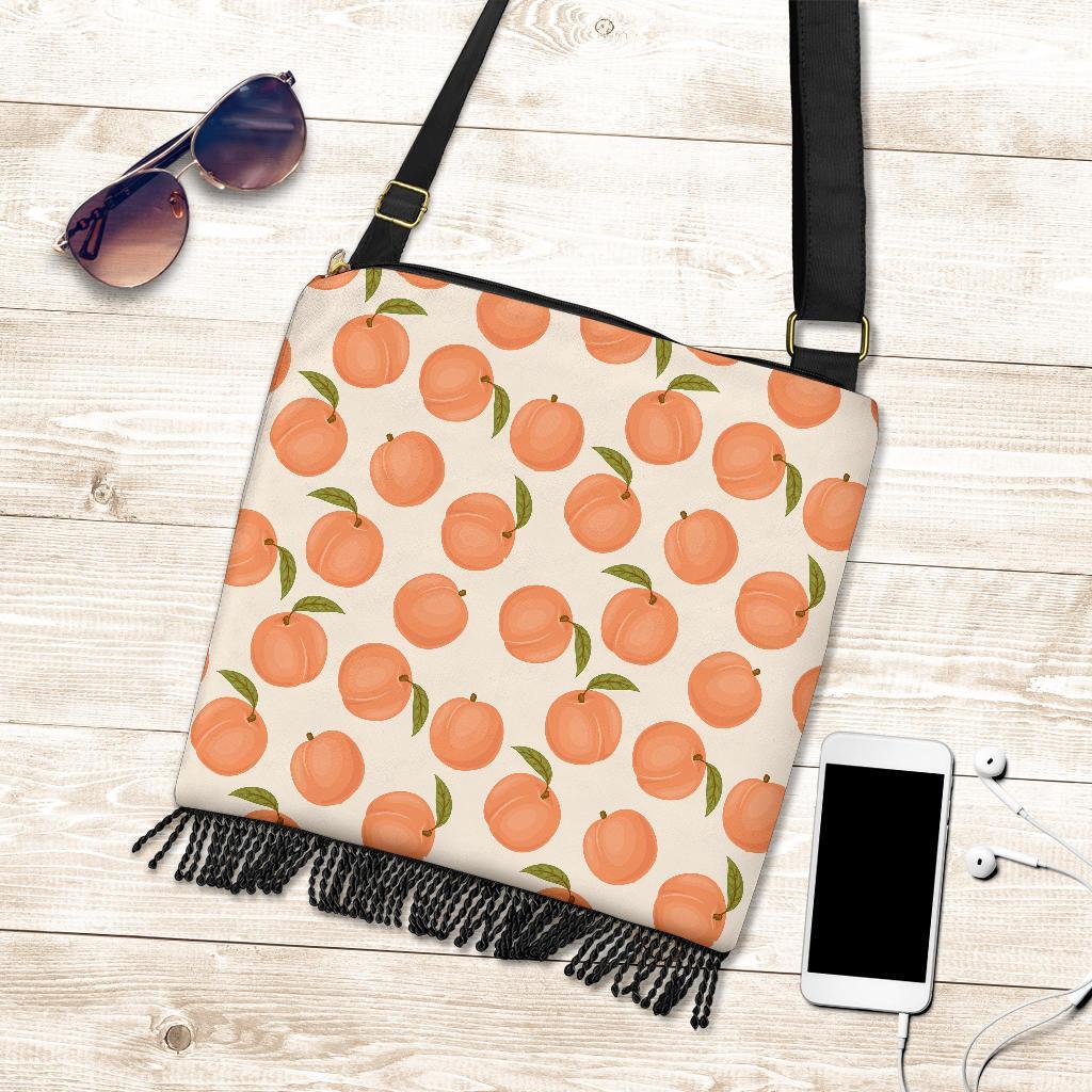 Peach Pattern Print Crossbody Bags-grizzshop