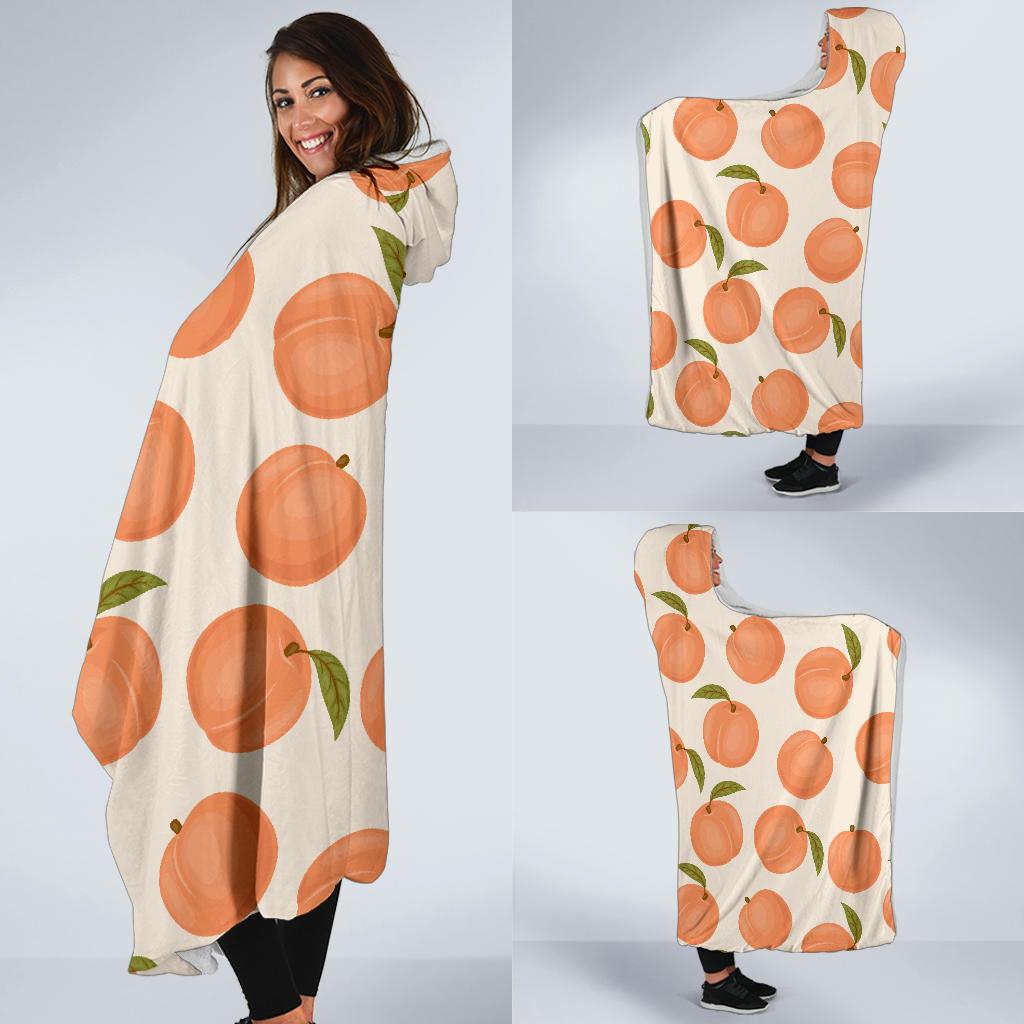 Peach Pattern Print Hooded Blanket-grizzshop