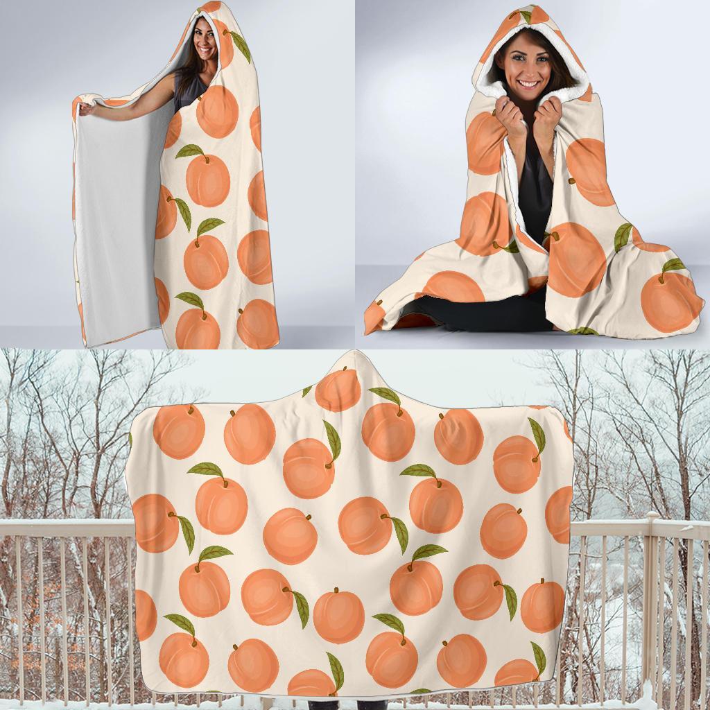 Peach Pattern Print Hooded Blanket-grizzshop