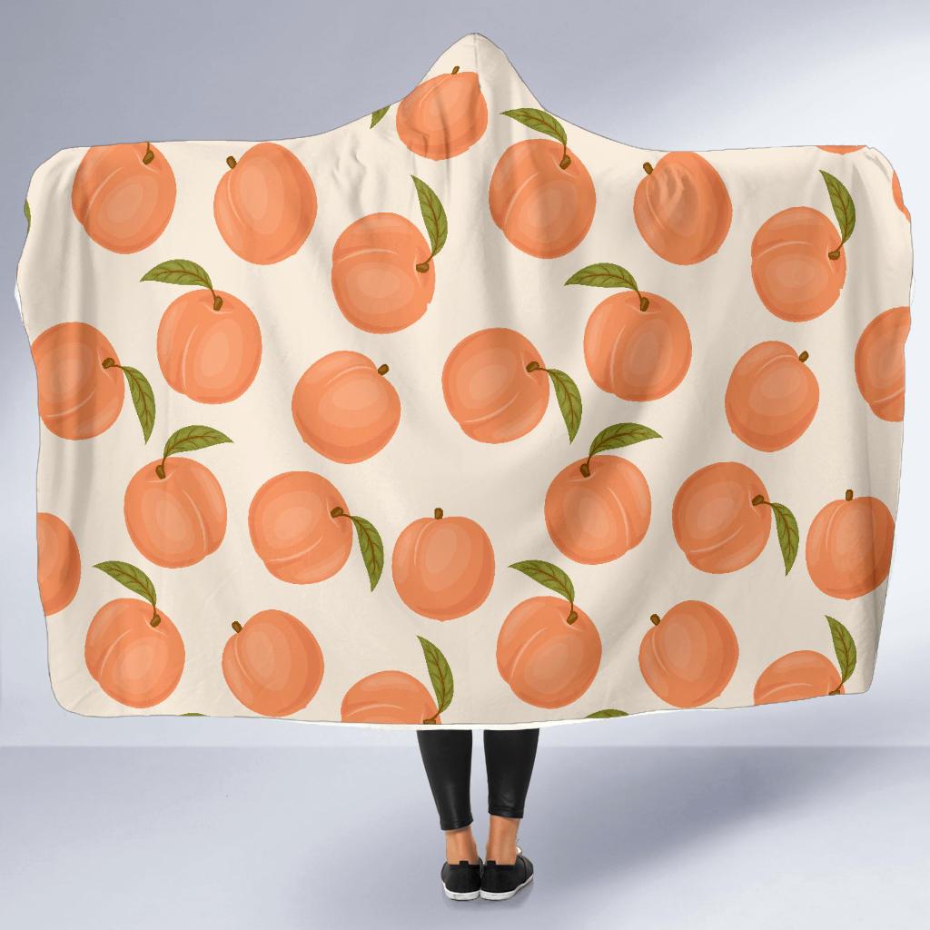 Peach Pattern Print Hooded Blanket-grizzshop