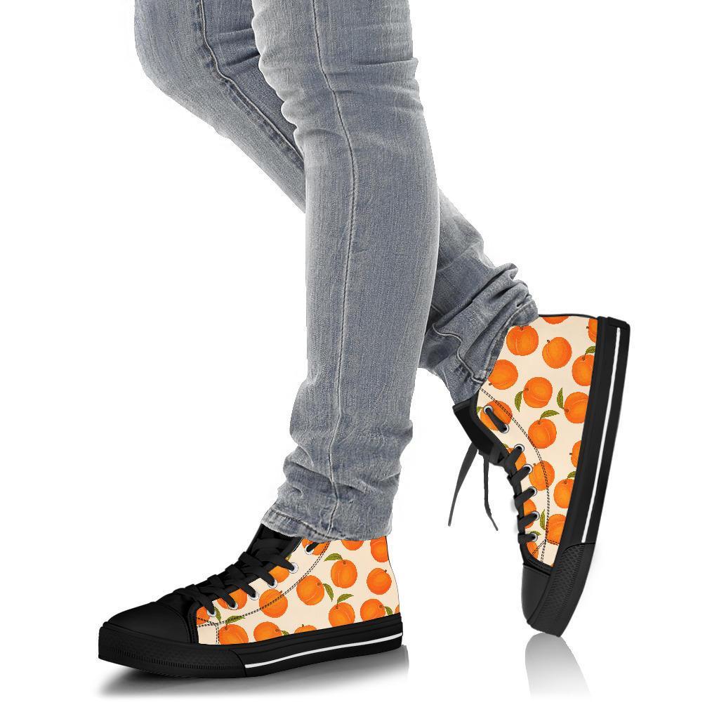 Peach Pattern Print Men Women's High Top Shoes-grizzshop