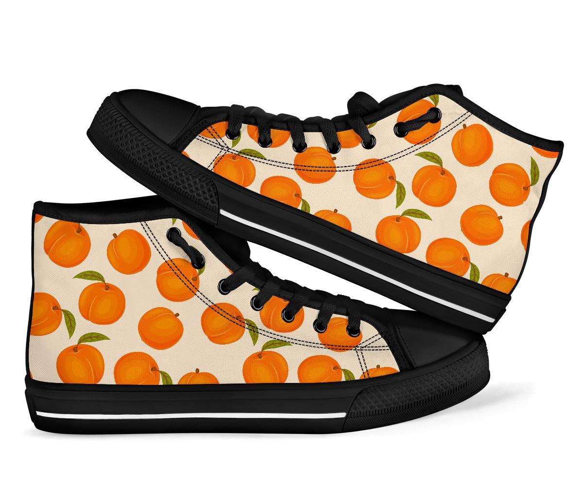 Peach Pattern Print Men Women's High Top Shoes-grizzshop