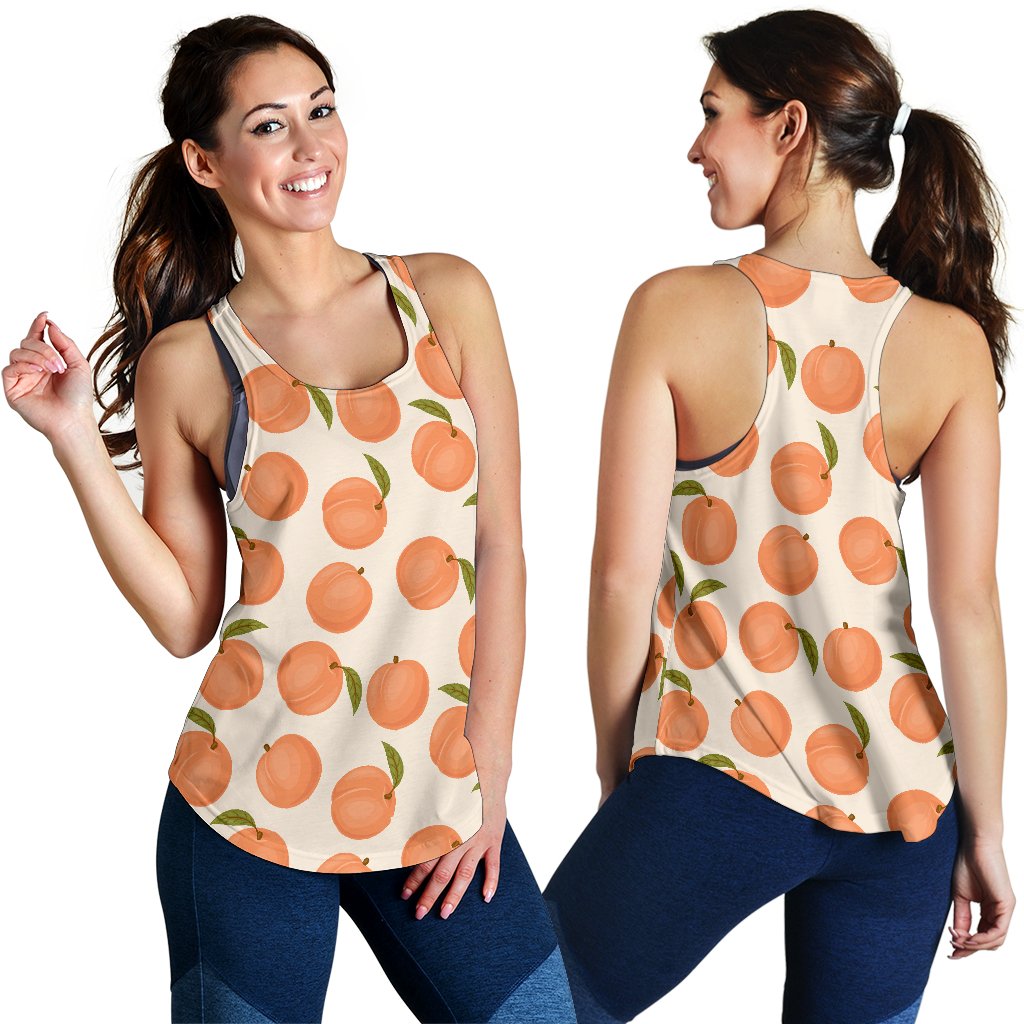Peach Pattern Print Women's Racerback Tank Tops-grizzshop
