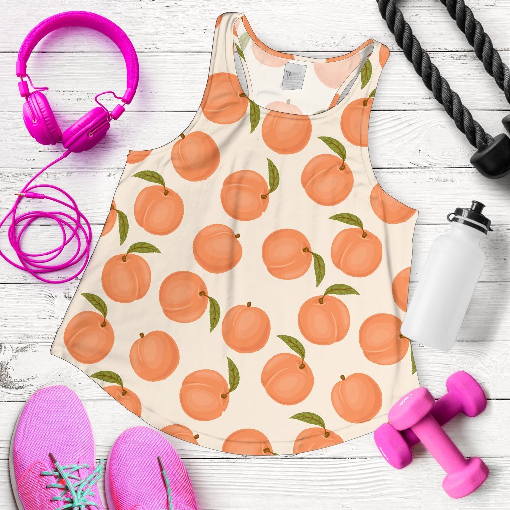 Peach Pattern Print Women's Racerback Tank Tops-grizzshop